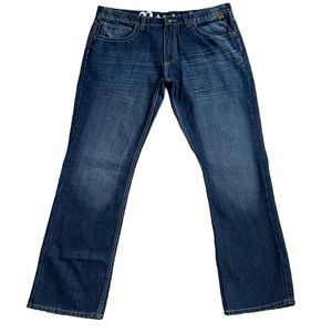 Request Men's Embellished Faux Leather Pocket Straight Leg Jeans Sz. 40‎